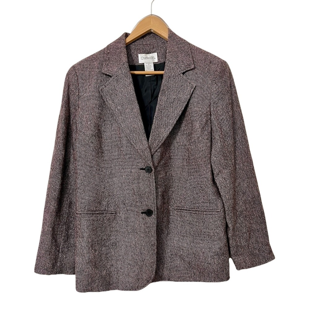 Chadwicks Blazer Womens‎ 10P Petite Pink Tweed Wool Blend Career Jacket